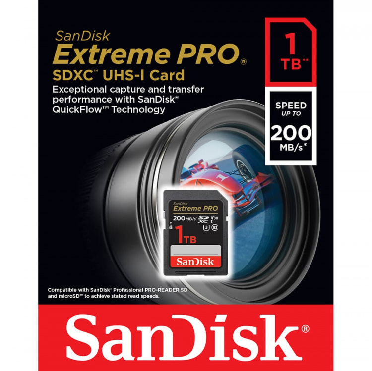 SANDISK SDXC Extreme Pro 1TB 200MB/s UHS-I C10 V30 U3 SANDISK SDXC Extreme Pro 1TB 200MB/s UHS-I C10 V30 U3