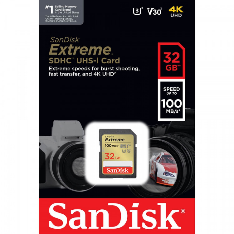 SanDisk SDHC Extreme 32GB 100MB/s UHS-I C10 V30 U3 SanDisk SDHC Extreme 32GB 100MB/s UHS-I C10 V30 U3