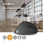 Nedis Trådad Mus | DPI: 1200 / 1800 / 2400 / 3600 dpi | Justerbar DPI | Antal knappar: 6 | Programmerbara knappar | Högerhänt | 1.60 m