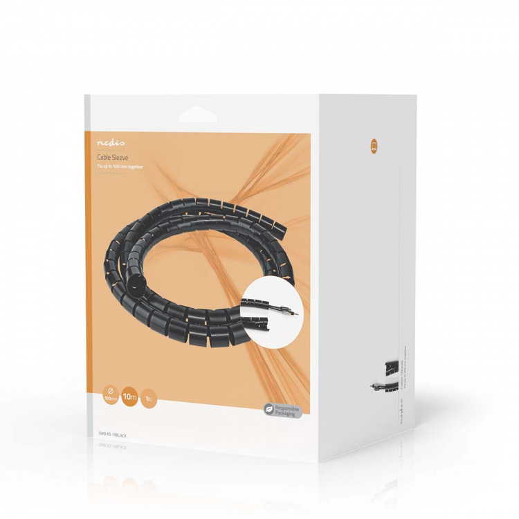 Nedis Kabelhantering | Spiral ärm | 1 st. | Maximal kabeltjocklek: 100 mm | PVC | Svart