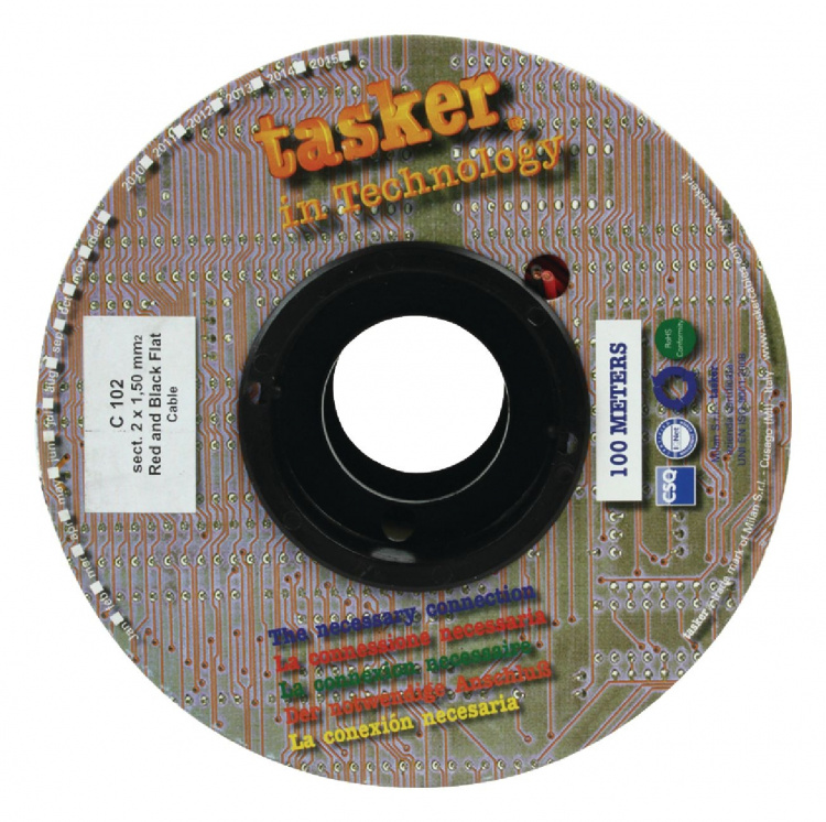 Tasker Högtalarkabel på Rulle 2x 1.50 mm² 100 m Svart/Röd