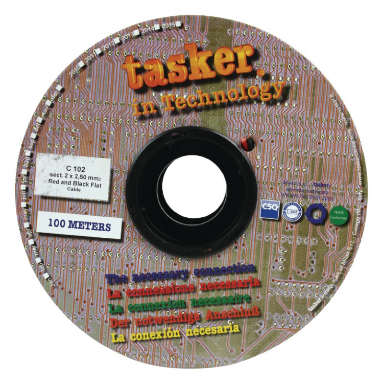 Tasker Högtalarkabel på Rulle 2x 2.50 mm² 100 m Svart/Röd