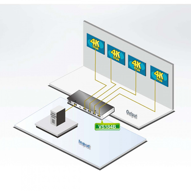 aten 4-Port True 4K HDMI Splitter Svart aten 4-Port True 4K HDMI Splitter Svart