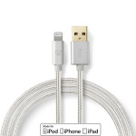 Nedis Lightning Kabel | USB 2.0 | Apple Lightning, 8-stifts | USB-A Hane | 480 Mbps | Guldplaterad | 1.00 m | Rund | Flätad / Nylon | Aluminium | Kartong med täckt fönster Nedis Lightning Kabel | USB 2.0 | Apple Lightning, 8-stifts | USB-A Hane | 480 Mbps | Guldplaterad | 1.00 m | Rund | Flätad / Nylon | Aluminium | Kartong med täckt fönster