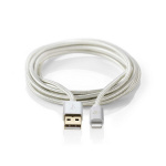 Nedis Lightning Kabel | USB 2.0 | Apple Lightning, 8-stifts | USB-A Hane | 480 Mbps | Guldplaterad | 2.00 m | Rund | Flätad / Nylon | Aluminium | Kartong med täckt fönster