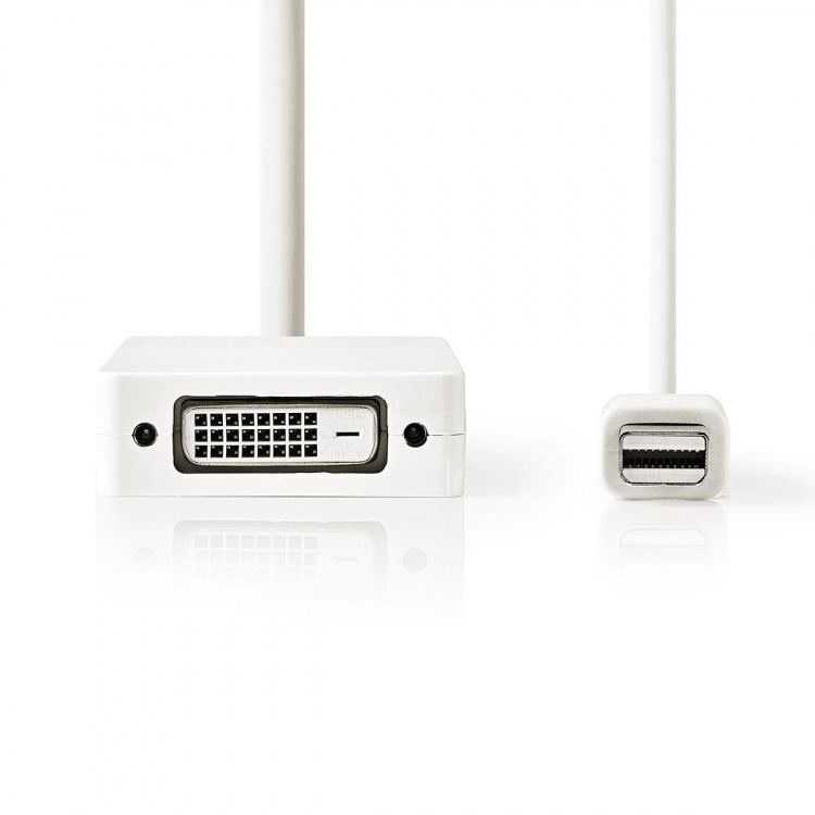 Nedis Mini Displayport-kabel | DisplayPort 1.2 | Mini DisplayPort Hane | DisplayPort Hona / DVI-D 24+1-Pin Hona / HDMI™ ingång | 21.6 Gbps | Nickelplaterad | 0.20 m | Rund | PVC | Vit | Plastpåse