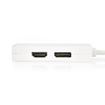 Nedis Mini Displayport-kabel | DisplayPort 1.2 | Mini DisplayPort Hane | DisplayPort Hona / DVI-D 24+1-Pin Hona / HDMI™ ingång | 21.6 Gbps | Nickelplaterad | 0.20 m | Rund | PVC | Vit | Plastpåse