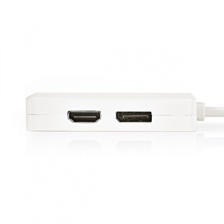 Nedis Mini Displayport-kabel | DisplayPort 1.2 | Mini DisplayPort Hane | DisplayPort Hona / DVI-D 24+1-Pin Hona / HDMI™ ingång | 21.6 Gbps | Nickelplaterad | 0.20 m | Rund | PVC | Vit | Plastpåse