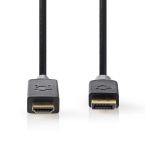 Nedis Displayport-kabel | DisplayPort Hane | HDMI™ Kontakt | 4K@30Hz | Guldplaterad | 2.00 m | Rund | PVC | Antracit | Låda