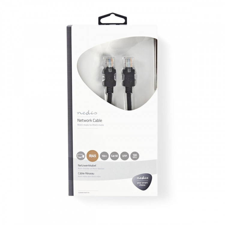 Nedis CAT5e nätverkskabel | U/UTP | RJ45 hane | RJ45 hane | 10.0 m | Rund | LSZH | Antracit | Kartong med fönster