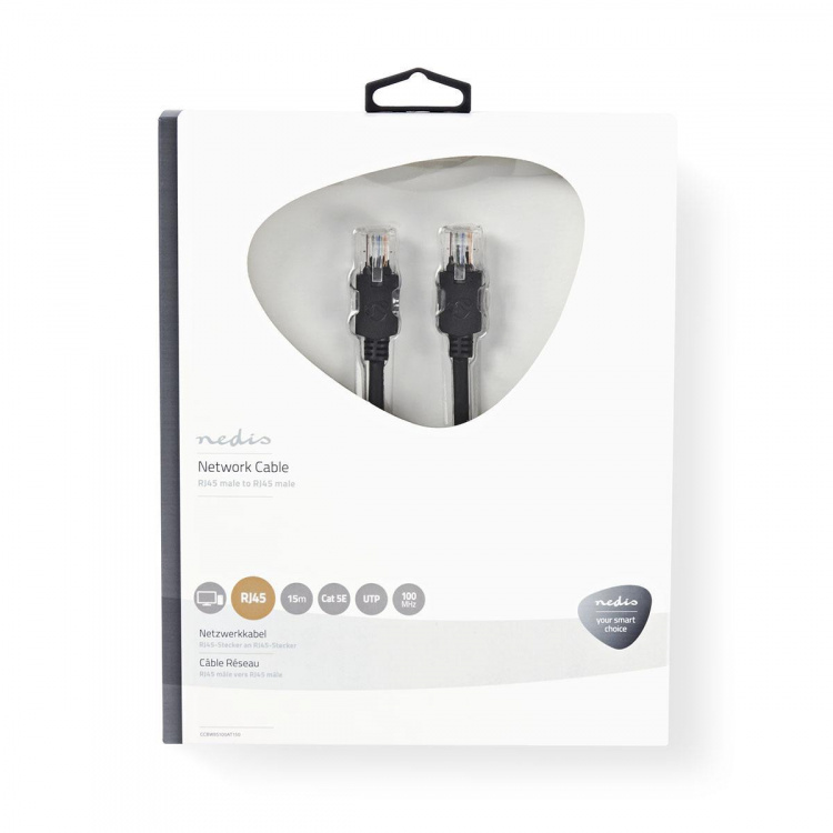 Nedis CAT5e nätverkskabel | U/UTP | RJ45 hane | RJ45 hane | 15.0 m | Rund | LSZH | Antracit | Kartong med fönster