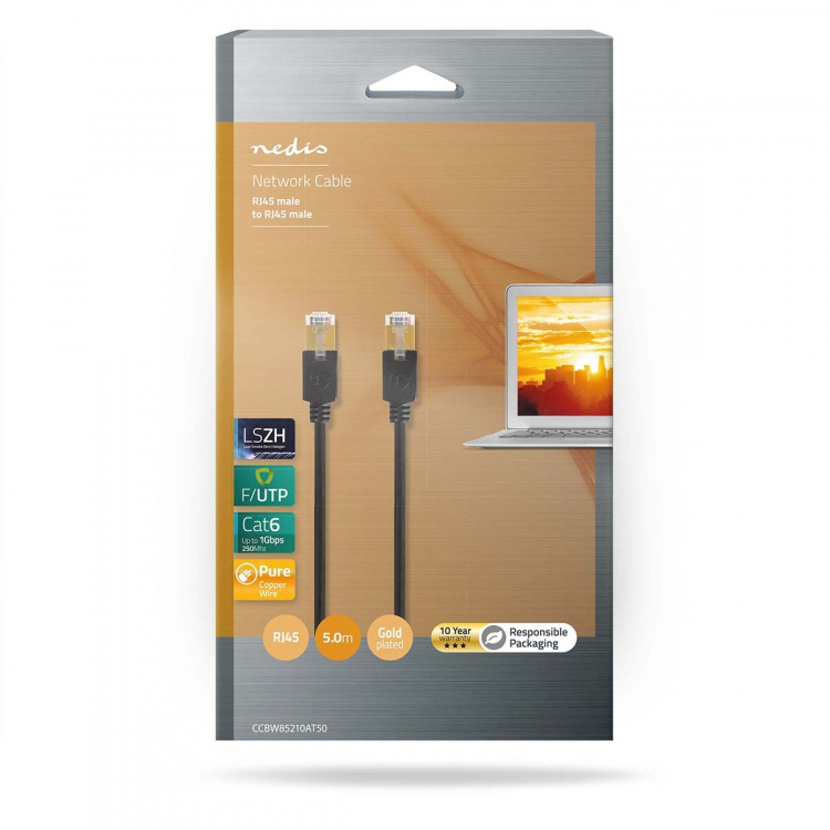 Nedis CAT6 Nätverkskabel | RJ45 hane | RJ45 hane | F/UTP | 5.00 m | Rund | LSZH / PVC | Antracit | Kartong med fönster Nedis CAT6 Nätverkskabel | RJ45 hane | RJ45 hane | F/UTP | 5.00 m | Rund | LSZH / PVC | Antracit | Kartong med fönster