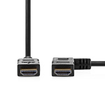 Nedis High Speed ​​HDMI ™ kabel med Ethernet | Höger Hooked HDMI ™ Connector | HDMI™ Kontakt | 4K@30Hz | 10.2 Gbps | 1.50 m | Rund | PVC | Svart | Kuvert