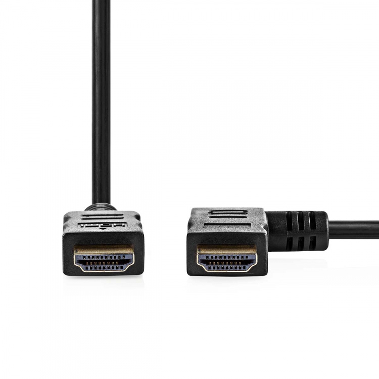 Nedis High Speed ​​HDMI ™ kabel med Ethernet | Höger Hooked HDMI ™ Connector | HDMI™ Kontakt | 4K@30Hz | 10.2 Gbps | 1.50 m | Rund | PVC | Svart | Kuvert