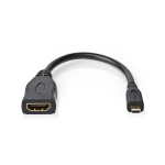 Nedis High Speed HDMI ™ kabel med Ethernet | HDMI™ Micro kontakt | HDMI™ Utgång | 4K@30Hz | 10.2 Gbps | 0.20 m | Rund | PVC | Svart | Kuvert Nedis High Speed HDMI ™ kabel med Ethernet | HDMI™ Micro kontakt | HDMI™ Utgång | 4K@30Hz | 10.2 Gbps | 0.20 m | Rund | PVC | Svart | Kuvert