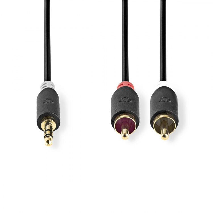 Nedis Stereoljudkabel | 3.5 mm Hane | 2x RCA Hane | Guldplaterad | 3.00 m | Rund | Antracit | Låda Nedis Stereoljudkabel | 3.5 mm Hane | 2x RCA Hane | Guldplaterad | 3.00 m | Rund | Antracit | Låda