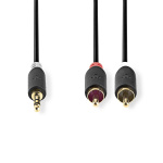 Nedis Stereoljudkabel | 3.5 mm Hane | 2x RCA Hane | Guldplaterad | 10.0 m | Rund | Antracit | Låda Nedis Stereoljudkabel | 3.5 mm Hane | 2x RCA Hane | Guldplaterad | 10.0 m | Rund | Antracit | Låda
