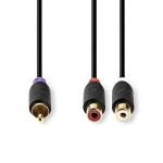 Nedis subwoofer Kabel | RCA Hane | 2x RCA Hona | Guldplaterad | 0.20 m | Rund | 4.0 mm | Antracit | Låda Nedis subwoofer Kabel | RCA Hane | 2x RCA Hona | Guldplaterad | 0.20 m | Rund | 4.0 mm | Antracit | Låda
