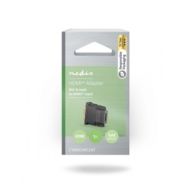 Nedis HDMI™ Adapter | HDMI™ Utgång | DVI-D 24+1-Pin Hane | Guldplaterad | Rak | PVC | Antracit | 1 st. | Kartong med fönster Nedis HDMI™ Adapter | HDMI™ Utgång | DVI-D 24+1-Pin Hane | Guldplaterad | Rak | PVC | Antracit | 1 st. | Kartong med fönster