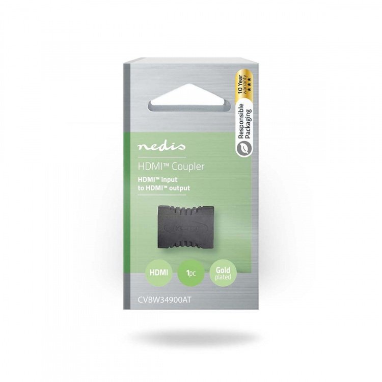 Nedis HDMI™ Adapter | HDMI™ Utgång | HDMI™ Utgång | Guldplaterad | Rak | PVC | Antracit | 1 st. | Låda Nedis HDMI™ Adapter | HDMI™ Utgång | HDMI™ Utgång | Guldplaterad | Rak | PVC | Antracit | 1 st. | Låda