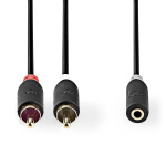 Nedis Stereoljudkabel | 2x RCA Hane | 3.5 mm Hona | Guldplaterad | 0.20 m | Rund | Antracit | Låda Nedis Stereoljudkabel | 2x RCA Hane | 3.5 mm Hona | Guldplaterad | 0.20 m | Rund | Antracit | Låda