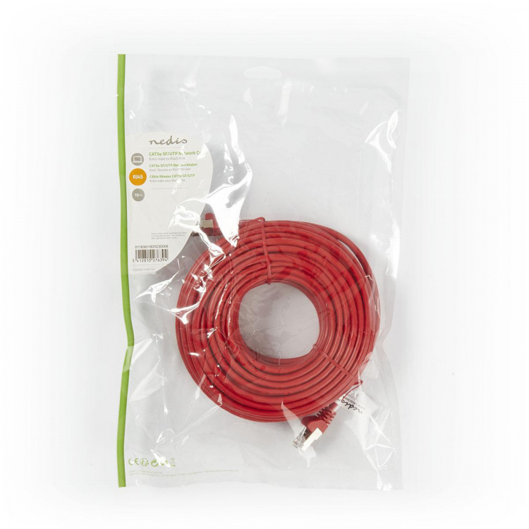 Nedis CAT5e nätverkskabel | SF/UTP | RJ45 hane | RJ45 hane | 15.0 m | Rund | PVC | Röd | Plastpåse