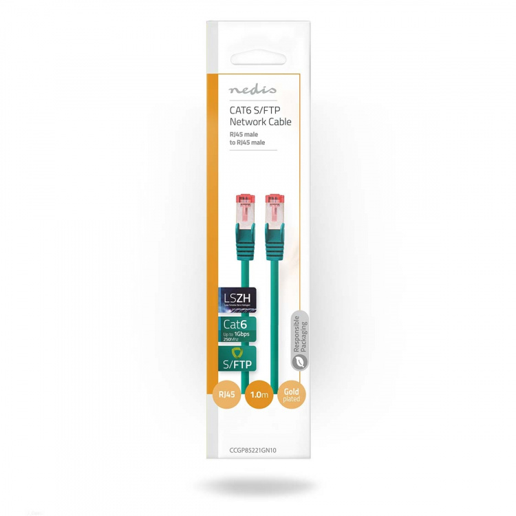 Nedis CAT6 Nätverkskabel | RJ45 hane | RJ45 hane | S/FTP | 1.00 m | Rund | LSZH | Grön | Kuvert