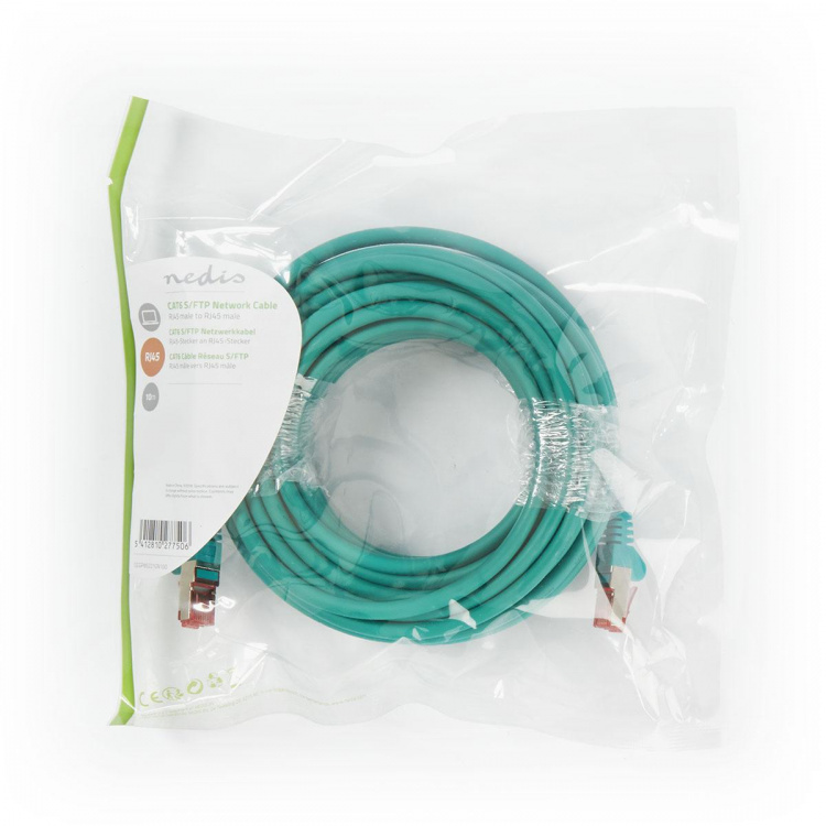 Nedis CAT6 Nätverkskabel | RJ45 hane | RJ45 hane | S/FTP | 10.0 m | Rund | LSZH | Grön | Plastpåse