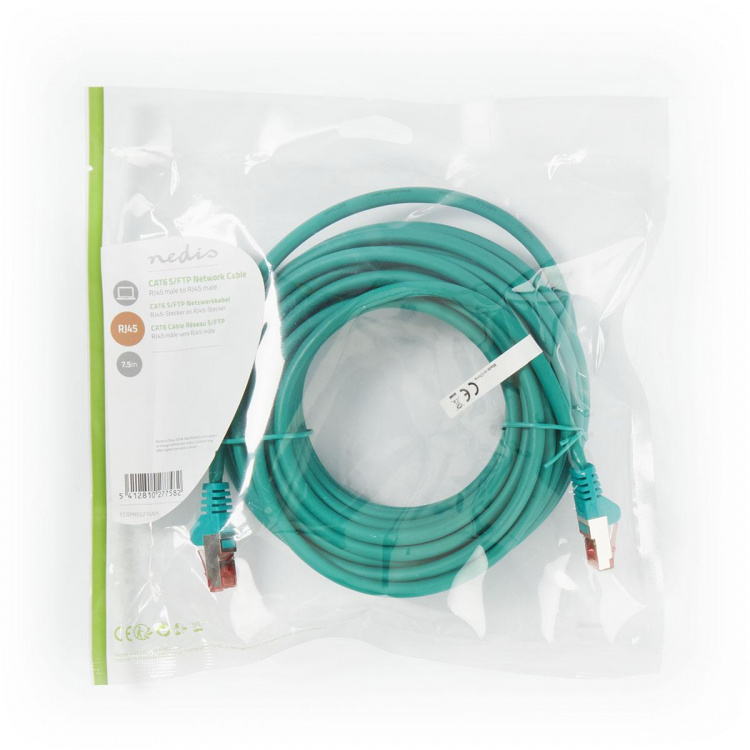 Nedis CAT6 Nätverkskabel | RJ45 hane | RJ45 hane | S/FTP | 7.50 m | Rund | LSZH | Grön | Plastpåse