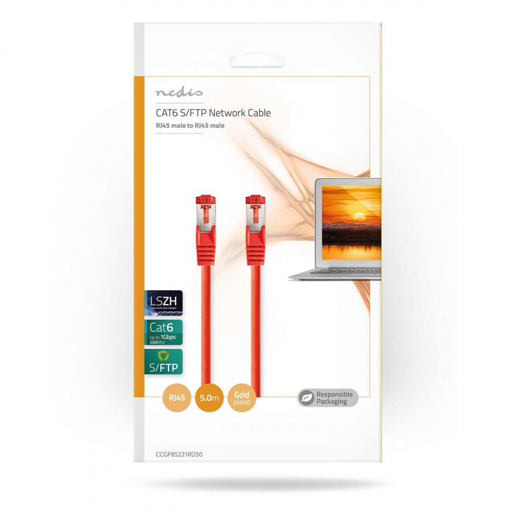 Nedis CAT6 Nätverkskabel | RJ45 hane | RJ45 hane | S/FTP | 5.00 m | Rund | LSZH | Röd | Kuvert