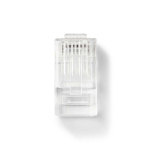 RJ45-kontakt | RJ45 Pass Through | Solid UTP CAT5 | Rak | Guldplaterad | 10 st. | PVC | Transparent | Plastpåse