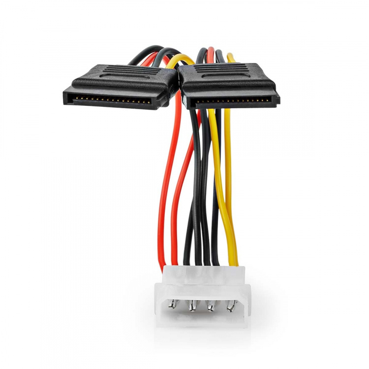 Nedis Intern Strömkabel | Molex Hane | 2x SATA 15-Pin Hona | Guldplaterad | 0.15 m | Rund | PVC | Mångfärgad | Kuvert