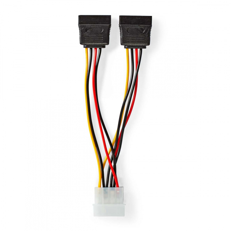 Nedis Intern Strömkabel | Molex Hane | 2x SATA 15-Pin Hona | Guldplaterad | 0.15 m | Rund | PVC | Mångfärgad | Kuvert