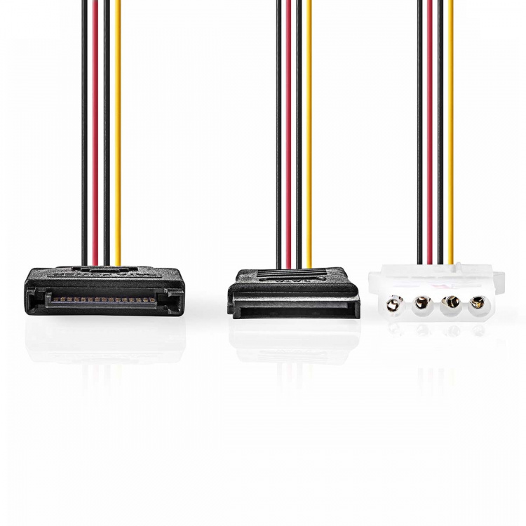 Nedis Intern Strömkabel | SATA 15-Pin Hane | Molex Hona / SATA 15-Pin Hona | Guldplaterad | 0.20 m | Rund | PVC | Mångfärgad | Kuvert