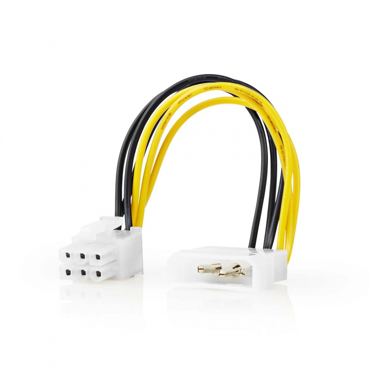 Nedis Intern Strömkabel | Molex Hane | PCI Express Hane | Guldplaterad | 0.20 m | Rund | PVC | Gul / Svart | Kuvert