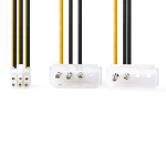 Nedis Intern Strömkabel | 2x Molex Hane | PCI Express Hona | Guldplaterad | 0.20 m | Rund | PVC | Gul / Svart | Plastpåse