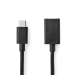 Nedis USB-C™ Adapter | USB 3.2 Gen 1 | USB-C™ Hane | USB-A Hona | 5 Gbps | 0.15 m | Rund | Nickelplaterad | PVC | Svart | Kuvert