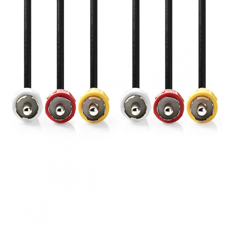 Nedis Komposit videokabel | 3x RCA Hane | 3x RCA Hane | Nickelplaterad | 480p | 10.0 m | Rund | PVC | Svart | Kuvert
