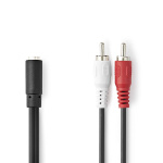 Nedis Stereoljudkabel | 2x RCA Hane | 3.5 mm Hona | Nickelplaterad | 0.20 m | Rund | Plastpåse