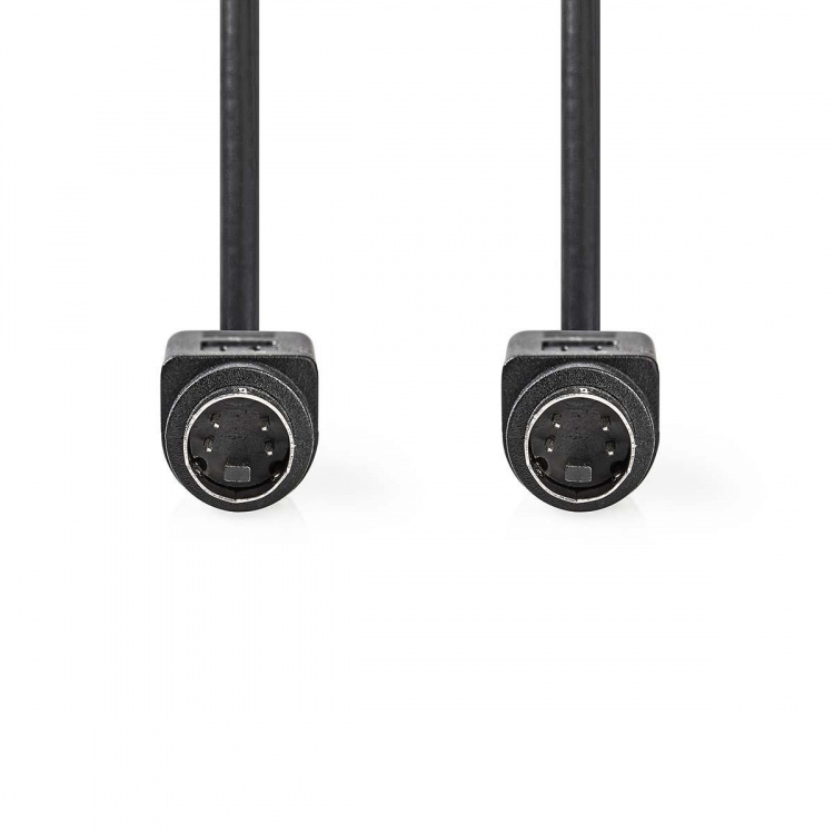 Nedis S-videokabel | S-Video Hane | S-Video Hane | Nickelplaterad | 480i | 2.00 m | Rund | PVC | Svart | Kuvert