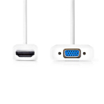 Nedis HDMI™ kabel | HDMI™ Kontakt | VGA hona 15p | 1080p | Nickelplaterad | 0.20 m | Rak | PVC | Vit | Blister Nedis HDMI™ kabel | HDMI™ Kontakt | VGA hona 15p | 1080p | Nickelplaterad | 0.20 m | Rak | PVC | Vit | Blister