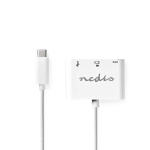 Nedis USB Multi-Port Adapter | USB 3.2 Gen 1 | USB-C™ Hane | HDMI™ Utgång / USB-A Hona / USB-C™ Hona | 5 Gbps | 0.20 m | Rund | Nickelplaterad | PVC | Vit | Låda