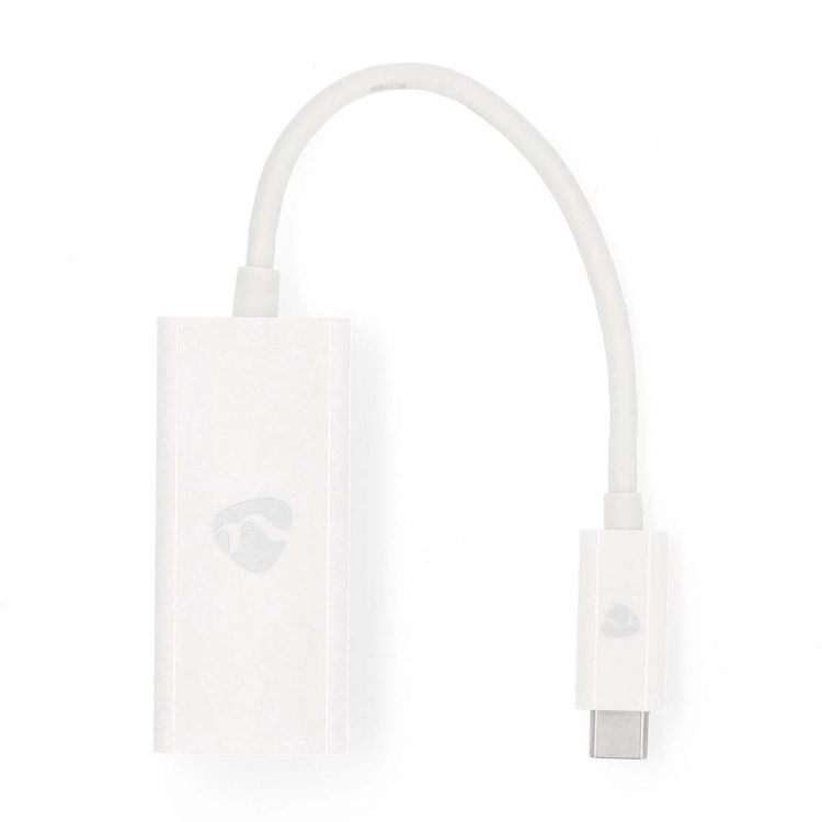 Nedis USB-nätverkskort | USB 3.2 Gen 1 | 1000 Mbps | USB-C™ Hane | RJ45 Hona | 0.20 m | Rund | Nickelplaterad | Förtent Koppar | Vit | Låda