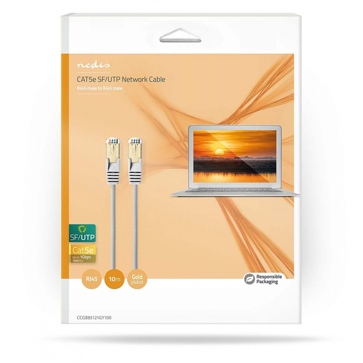 Nedis CAT5e nätverkskabel | SF/UTP | RJ45 hane | RJ45 hane | 10.0 m | Rund | PVC | Grå | Låda Nedis CAT5e nätverkskabel | SF/UTP | RJ45 hane | RJ45 hane | 10.0 m | Rund | PVC | Grå | Låda