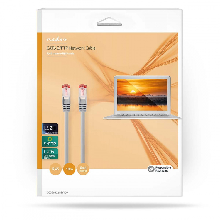 Nedis CAT6 Nätverkskabel | RJ45 hane | RJ45 hane | S/FTP | 10.0 m | Inomhus | Rund | LSZH | Grå | Låda