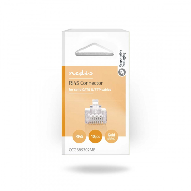 Nedis RJ45-kontakt | Hane | Solid STP CAT5 | Rak | Guldplaterad | 10 st. | PVC | Transparent | Låda