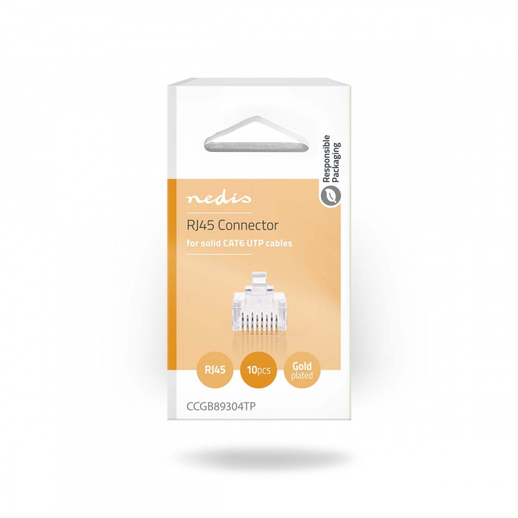 Nedis RJ45-kontakt | Hane | Solid UTP CAT6 | Rak | Guldplaterad | 10 st. | Polycarbonate | Transparent | Låda Nedis RJ45-kontakt | Hane | Solid UTP CAT6 | Rak | Guldplaterad | 10 st. | Polycarbonate | Transparent | Låda