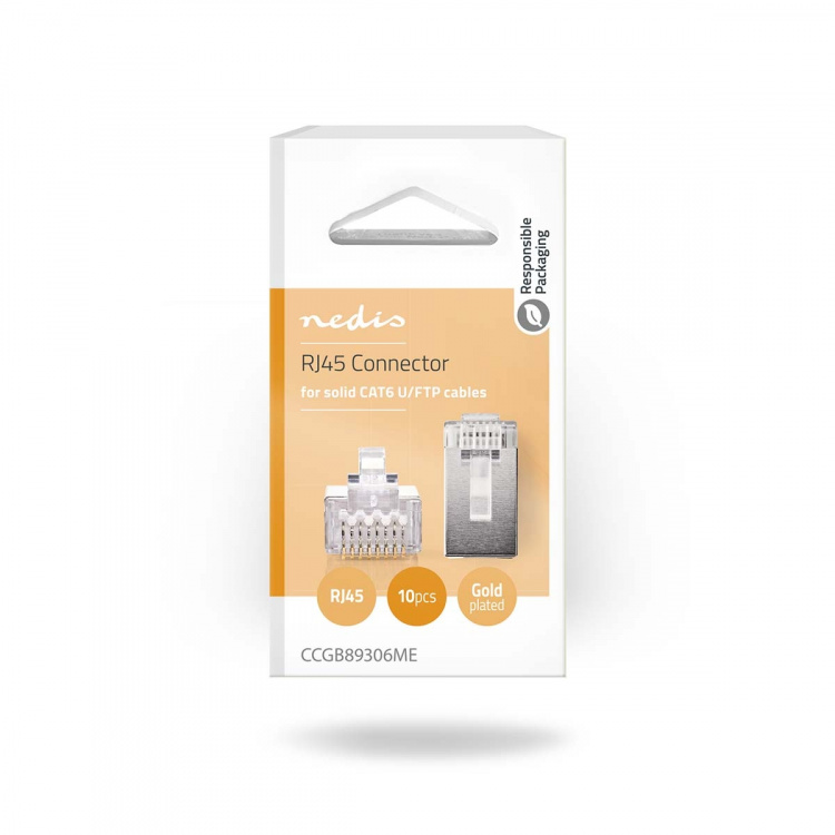 Nedis RJ45-kontakt | Hane | Solid STP CAT6 | Rak | Guldplaterad | 10 st. | Polycarbonate | Transparent | Låda