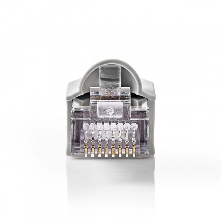 Nedis RJ45-kontakt | Hane | Solid FTP CAT5e | Rak | Nickelplaterad | 10 st. | Polycarbonate | Grå / Transparent | Låda