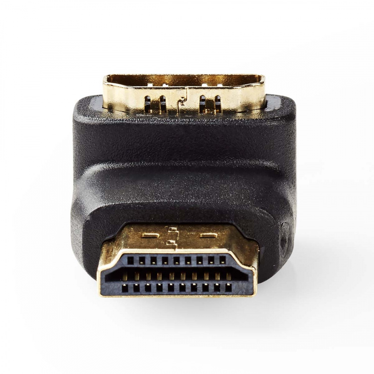 Nedis HDMI™ Adapter | HDMI™ Kontakt | HDMI™ Utgång | Guldplaterad | Vinklat 90° | ABS | Svart | 1 st. | Låda